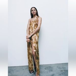 Zara ASYMMETRIC DRESS LIMITED EDITION. Khaki. Size L. New with Tags.